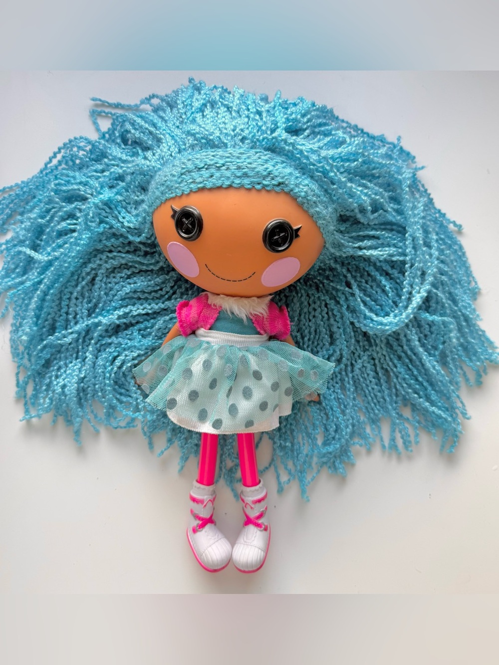 12” Mittens Fluff N’ Stuff Lalaloopsy Doll - Blue Long Hair & Pink Legs